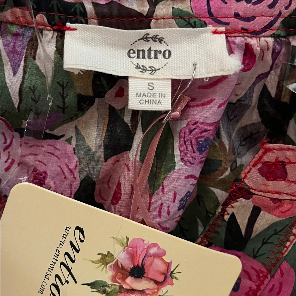 entro Floral Mini Dress in Pink, Green, Red - Picture 7 of 11